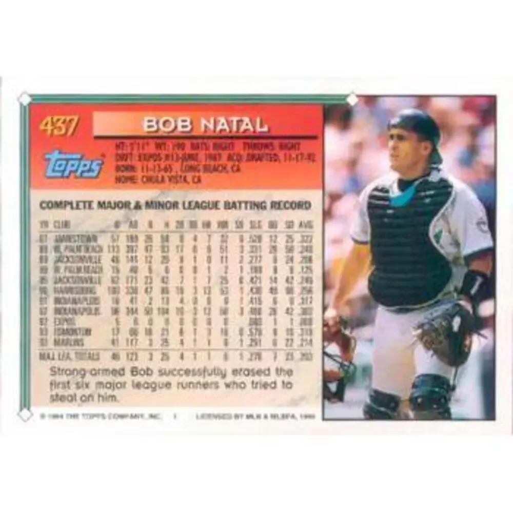 1994 Topps Bob Natal # 437 Florida Marlins